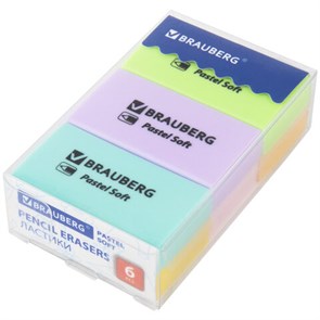{{photo.Alt || photo.Description || 'Ластики BRAUBERG PASTEL SOFT НАБОР 6 шт., размер ластика 45х25х10 мм, экологичный ПВХ, 271340'}}