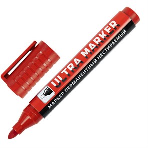 {{photo.Alt || photo.Description || 'Маркер перманентный ULTRA MARKER, КРАСНЫЙ, 3,5 мм, с клипом, BRAUBERG, 152205'}}