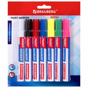 {{photo.Alt || photo.Description || 'Маркер-краска лаковый EXTRA (paint marker) 4 мм, НАБОР 7 цветов, УСИЛЕННАЯ НИТРО-ОСНОВА, BRAUBERG, 152001'}}