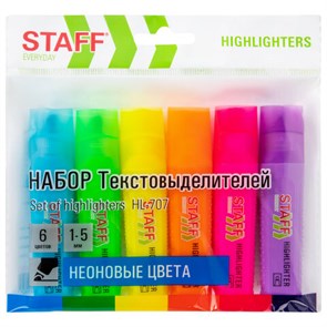 {{photo.Alt || photo.Description || 'Набор текстовыделителей 6 НЕОНОВЫХ ЦВЕТОВ, STAFF "EVERYDAY HL-707", линия 1-5 мм, скошенный наконечник, 152550'}}