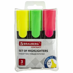 {{photo.Alt || photo.Description || 'Набор текстовыделителей BRAUBERG 3 шт., АССОРТИ, "Contract", линия 1-5 мм, 150395'}}