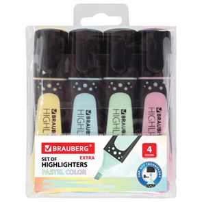 {{photo.Alt || photo.Description || 'Набор текстовыделителей BRAUBERG 4 шт., АССОРТИ, "EXTRA PASTEL", прорезиненный корпус, линия 1-5 мм, 151756'}}