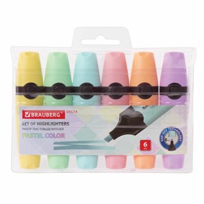 {{photo.Alt || photo.Description || 'Набор текстовыделителей BRAUBERG 6 шт., АССОРТИ, "DELTA PASTEL", линия 1-5 мм, 151736'}}