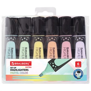 {{photo.Alt || photo.Description || 'Набор текстовыделителей BRAUBERG 6 шт., АССОРТИ, "EXTRA PASTEL", прорезиненный корпус, линия 1-5 мм, 151757'}}