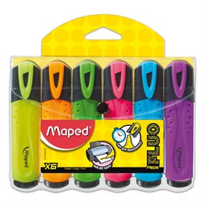Набор текстовыделителей MAPED (Франция) 6 шт., АССОРТИ, "Fluo Pep's Classic", линия 1-5 мм, 742557 150773