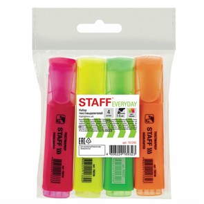 {{photo.Alt || photo.Description || 'Набор текстовыделителей STAFF "EVERYDAY" HL-243, 4 шт., АССОРТИ, линия 1-5 мм, 151243'}}
