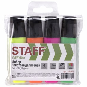 {{photo.Alt || photo.Description || 'Набор текстовыделителей STAFF "EVERYDAY" HL-638, 4 шт., АССОРТИ, линия 1-5 мм, 151643'}}