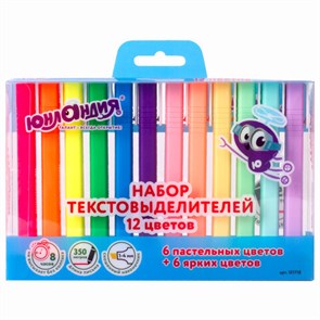 {{photo.Alt || photo.Description || 'Набор текстовыделителей ЮНЛАНДИЯ 12 шт., АССОРТИ, "COLORSTAR", линия 1-4 мм, 151718'}}