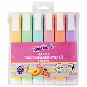 {{photo.Alt || photo.Description || 'Набор текстовыделителей ЮНЛАНДИЯ 6 шт., АССОРТИ, "COLORSTAR PASTEL", линия 1-4 мм, 151717'}}