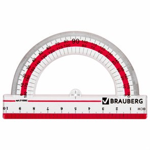 {{photo.Alt || photo.Description || 'Транспортир 10 см, 180 градусов, пластиковый, BRAUBERG "Crystal", прозрачный, с выделенной шкалой, подвес, 210292'}}