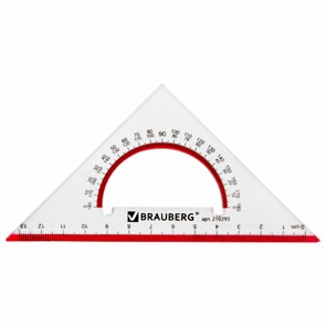 {{photo.Alt || photo.Description || 'Треугольник пластиковый, угол 45, 13 см, BRAUBERG "Crystal", с транспортиром, прозрачный, с выделенной шкалой, 210293'}}