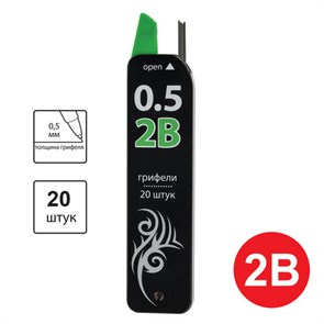 {{photo.Alt || photo.Description || 'Грифели запасные 0,5 мм, 2B, BRAUBERG, КОМПЛЕКТ 20 шт., "Black Jack", 180448'}}