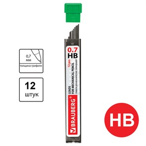 {{photo.Alt || photo.Description || 'Грифели запасные 0,7 мм, HB, BRAUBERG, КОМПЛЕКТ 12 шт., "Hi-Polymer", 180446'}}