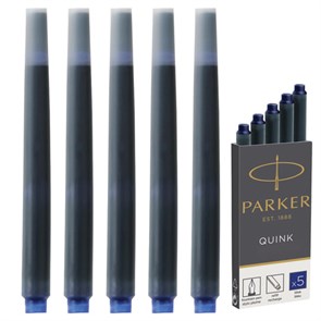 {{photo.Alt || photo.Description || 'Картриджи чернильные PARKER "Cartridge Quink", КОМПЛЕКТ 5 штук, синие, 1950384'}}