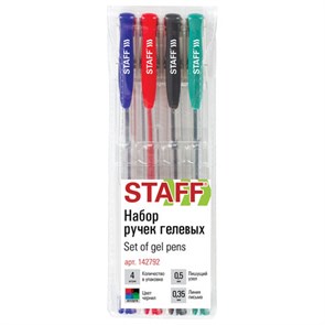 {{photo.Alt || photo.Description || 'Ручки гелевые STAFF "Basic" GP-789, НАБОР 4 ЦВЕТА, хромированный наконечник, узел 0,5 мм, 142792'}}