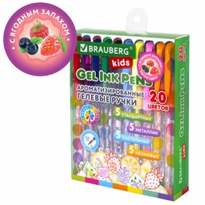{{photo.Alt || photo.Description || 'Ручки гелевые с грипом АРОМАТИЗИРОВАННЫЕ, НАБОР 20 ЦВЕТОВ, "FRUITS", линия письма 0,5 мм, BRAUBERG KIDS, 143824'}}