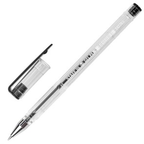 {{photo.Alt || photo.Description || 'Ручка гелевая STAFF "Basic" GP-789, ЧЕРНАЯ, корпус прозрачный, хромированные детали, узел 0,5 мм, 142789'}}
