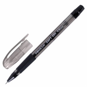 {{photo.Alt || photo.Description || 'Ручка гелевая с грипом PENSAN "Soft Gel Fine", ЧЕРНАЯ, игольчатый узел 0,5 мм, линия 0,4 мм, 2420/12'}}