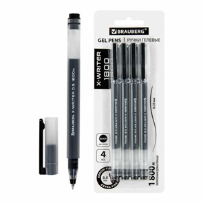 {{photo.Alt || photo.Description || 'Ручки гелевые BRAUBERG X-WRITER 1800, УВЕЛИЧЕННАЯ ДЛИНА ПИСЬМА 1 800 м, ЧЕРНЫЕ, НАБОР 4 ШТУКИ, стандартный узел 0,5 мм, 144136'}}