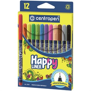 {{photo.Alt || photo.Description || 'Ручки капиллярные (линеры) 12 ЦВЕТОВ CENTROPEN "Happy Liner", линия письма 0,3 мм, 2521/12, 2 2521 1202'}}