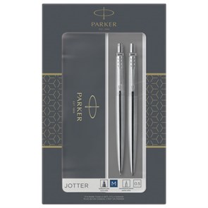 {{photo.Alt || photo.Description || 'Набор PARKER "Jotter Stainless Steel CT": шариковая ручка синяя и механический карандаш, 2093256'}}