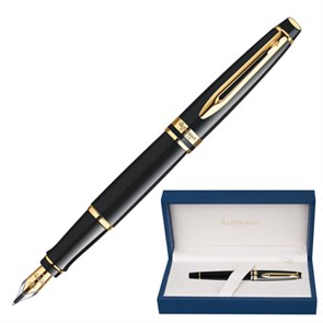 Ручка подарочная перьевая WATERMAN "Expert 3 Black Lacquer GT", черный лак, позолоченные детали, синяя, S0951640 141971