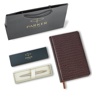 {{photo.Alt || photo.Description || 'Ручка шариковая PARKER "Jotter Core Stainless Steel GT", ежедневник А5 коричневый, пакет, 880890'}}