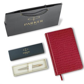 {{photo.Alt || photo.Description || 'Ручка шариковая PARKER "Jotter Core Stainless Steel GT", ежедневник А5 красный, пакет, 880888'}}