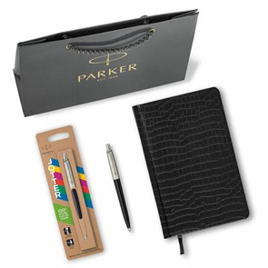 {{photo.Alt || photo.Description || 'Ручка шариковая PARKER "Jotter Plastic CT", корпус черный, ежедневник А5 черный, золотой срез, пакет, 880894'}}