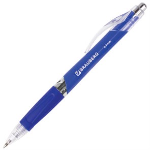 {{photo.Alt || photo.Description || 'Ручка шариковая автоматическая с грипом BRAUBERG "Cobalt", СИНЯЯ, корпус синий, узел 0,7 мм, линия письма 0,35 мм, 141068'}}