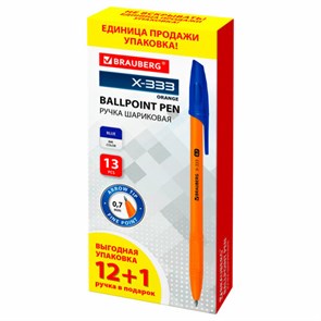 {{photo.Alt || photo.Description || 'Ручка шариковая BRAUBERG "X-333 ORANGE", 12+1 В ПОДАРОК!, синяя, КОМПЛЕКТ 13 шт., узел 0,7 мм, линия 0,35 мм, 144254'}}