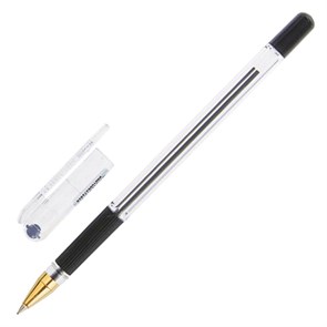 {{photo.Alt || photo.Description || 'Ручка шариковая масляная с грипом MUNHWA "MC Gold", ЧЕРНАЯ, корпус прозрачный, узел 0,5 мм, линия письма 0,3 мм, BMC-01'}}
