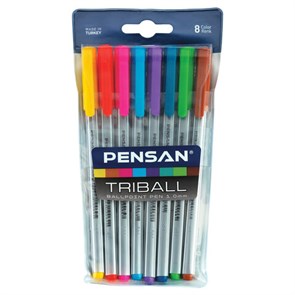 {{photo.Alt || photo.Description || 'Ручки шариковые масляные PENSAN "Triball Colored", НАБОР 8 шт., АССОРТИ, узел 1 мм, линия письма 0,5 мм, 1003/PVC8'}}