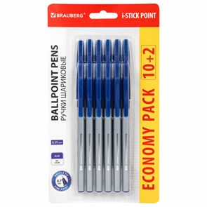 {{photo.Alt || photo.Description || 'Ручки шариковые с грипом BRAUBERG "i-STICK POINT", НАБОР 10+2 ШТ., СИНИЕ, линия письма 0,35 мм, блистер,144025'}}