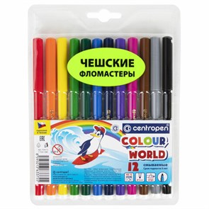 {{photo.Alt || photo.Description || 'Фломастеры 12 ЦВЕТОВ CENTROPEN "Colour World", круглые, смываемые, 7550/12TP, 7 7550 1284'}}