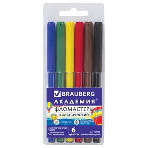 {{photo.Alt || photo.Description || 'Фломастеры BRAUBERG "АКАДЕМИЯ", 6 цветов, вентилируемый колпачок, ПВХ упаковка, 151409'}}