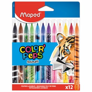 {{photo.Alt || photo.Description || 'Фломастеры MAPED (Франция) "Animals" 12 цветов, смываемые, вентилируемый колпачок, 845403'}}
