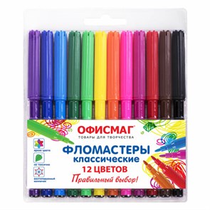{{photo.Alt || photo.Description || 'Фломастеры ОФИСМАГ 12 цветов, КЛАССИЧЕСКИЕ, вентилируемый колпачок, ПВХ упаковка, 152500'}}