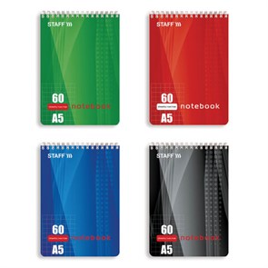 {{photo.Alt || photo.Description || 'Блокнот А5 146х205 мм, 60 л., гребень, жесткая подложка, клетка, STAFF, 4 вида, 126539'}}