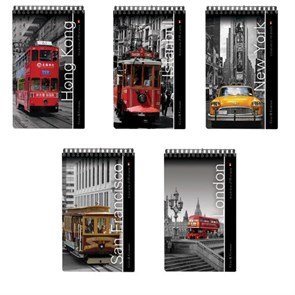 {{photo.Alt || photo.Description || 'Блокнот А5, 40 л., гребень, ламинированный картон, клетка, Альт, "Города", (5 видов), 3-40-463'}}