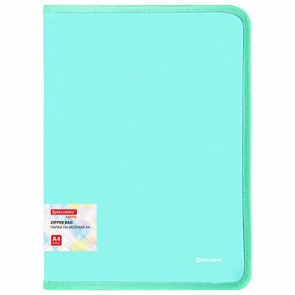 {{photo.Alt || photo.Description || 'Папка объемная на молнии пластиковая BRAUBERG PASTEL, А4, 330х240 мм, 600 мкм, цвет мятный, 271973'}}