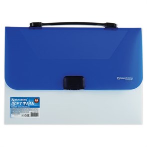 {{photo.Alt || photo.Description || 'Папка-портфель пластиковая BRAUBERG INCOME А4 (350х235х35 мм), 1 отделение, фактура диагональ, белая/синяя, 224150'}}
