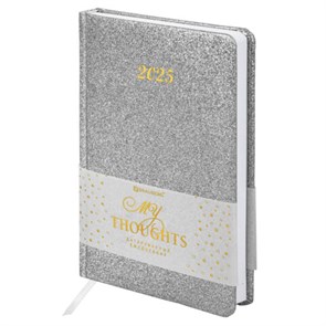 {{photo.Alt || photo.Description || 'Ежедневник датированный 2025, А5, 138x213 мм, BRAUBERG "Sparkle", под кожу, блестки, серебристый, 115858'}}