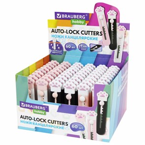 {{photo.Alt || photo.Description || 'Нож канцелярский "Лапки", Cat Paw, 9 мм, автофиксатор, BRAUBERG HOBBY, в дисплее, 238346'}}