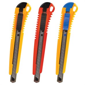 {{photo.Alt || photo.Description || 'Нож канцелярский 9 мм BRAUBERG "Standard", автофиксатор, корпус ассорти, блистер, 230916'}}
