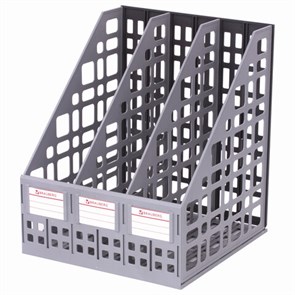 {{photo.Alt || photo.Description || 'Лоток вертикальный для бумаг BRAUBERG "MAXI Plus", 240 мм, 3 отделения, сетчатый, сборный, серый, 237014'}}