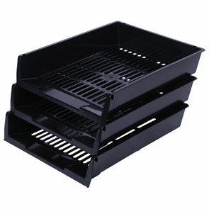 {{photo.Alt || photo.Description || 'Лотки горизонтальные для бумаг, КОМПЛЕКТ 3 шт., 340х270х70 мм, черный, BRAUBERG "Office", 237255'}}