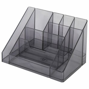 {{photo.Alt || photo.Description || 'Подставка-органайзер BRAUBERG GRAND OFFICE, 9 отделений, 115х160х105 мм, тонированная серая, 238099'}}