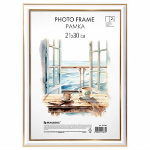 {{photo.Alt || photo.Description || 'Рамка 21х30 см небьющаяся, багет 20 мм, пластик, BRAUBERG "HIT3", белая с двойной позолотой, 391381'}}