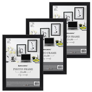 {{photo.Alt || photo.Description || 'Рамка 21х30 см небьющаяся, КОМПЛЕКТ 3 штуки, багет 21 мм, МДФ, BRAUBERG "Idea", черная, 391393'}}